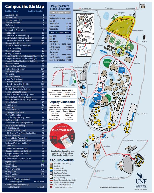 Campus map showing SwimRise parking in Lot 18 and Garage 38, and drop-off in Lot 34